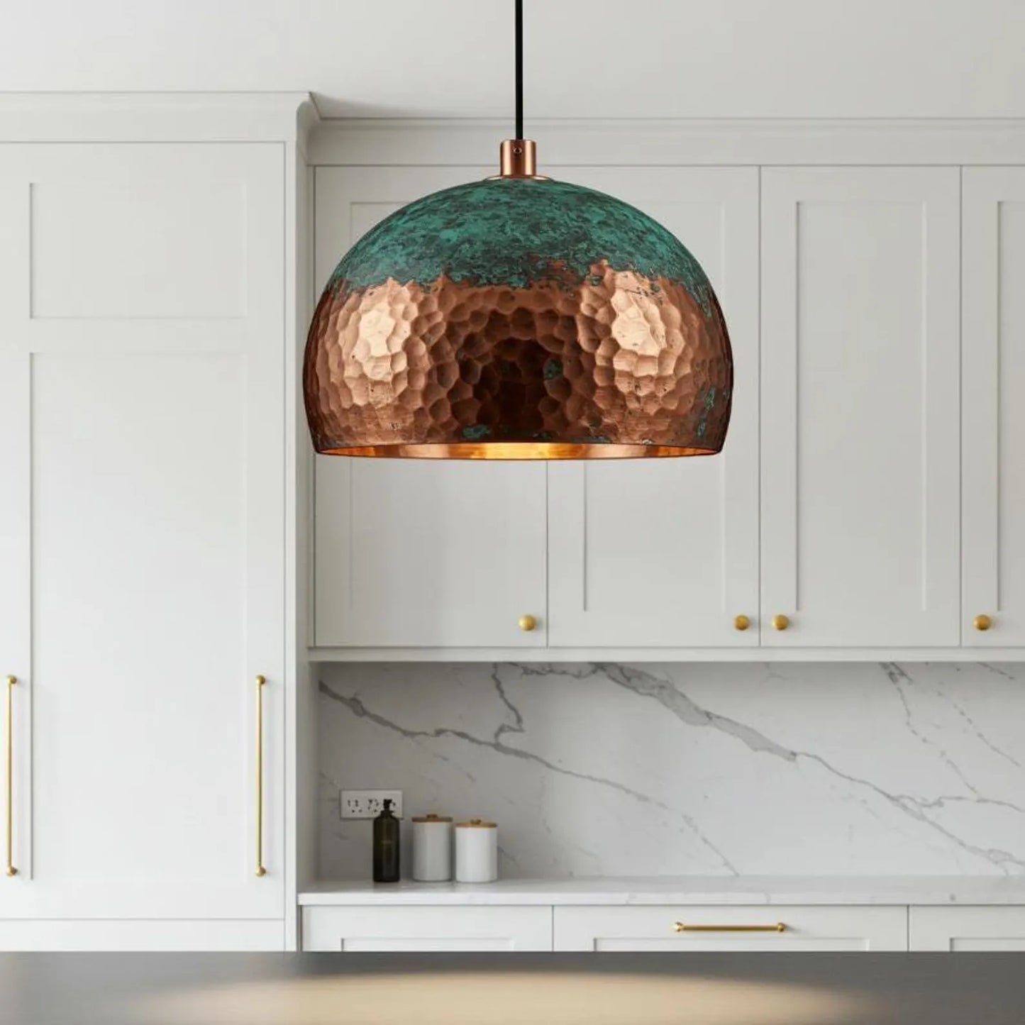 Green Patina Copper finish Dome Pendant Light